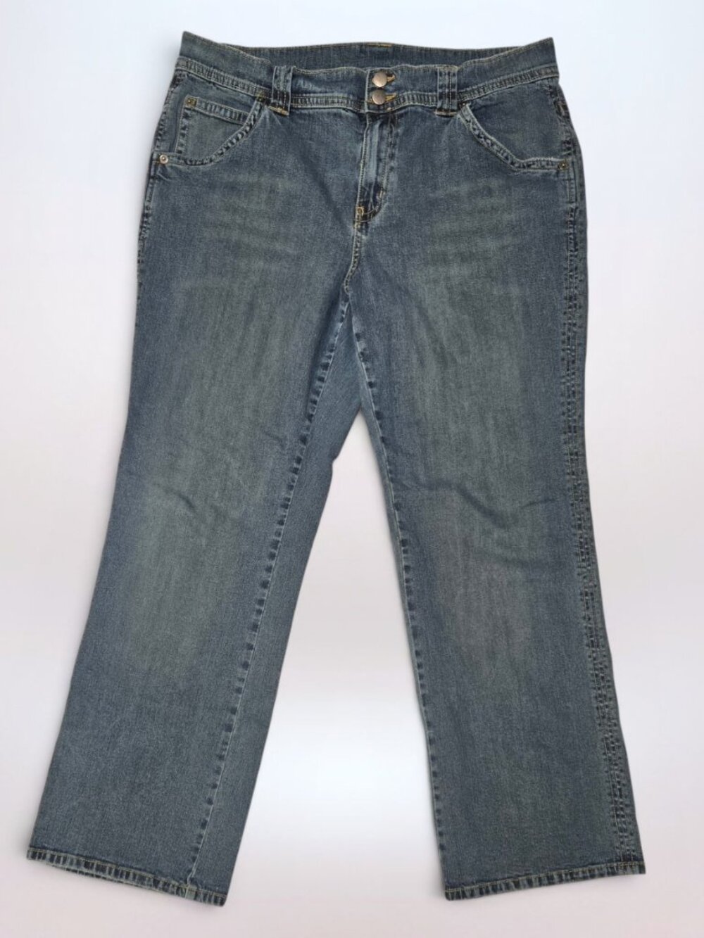 Venezia Y2K Bootcut Faded Dark Wash Button Jeans (Size 18 Average)